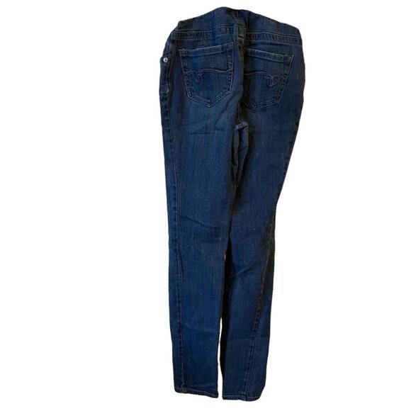 Indigo Blue Maternity Womens Jeans Distressed Blue Small Full Panel Band Beige - Picture 7 of 15